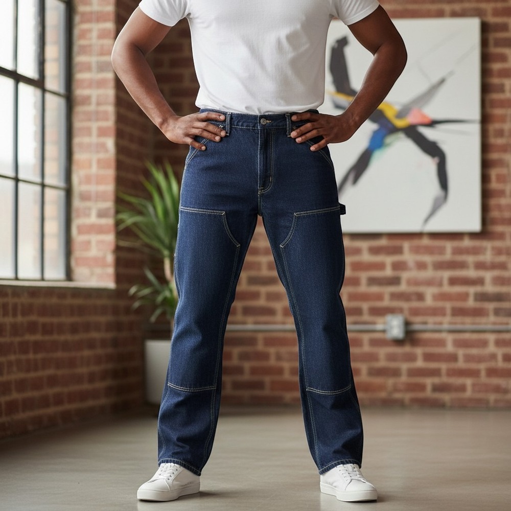 Old Navy Mens Double Front Built-In Flex Carpenter Jeans Dark Wash 36x34